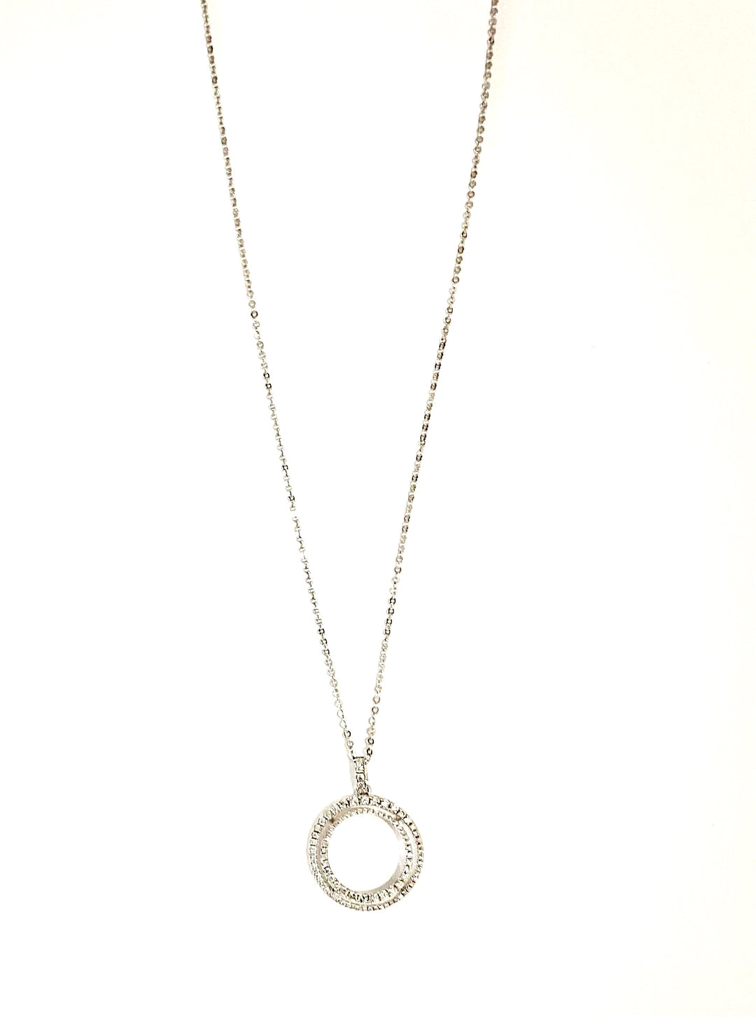 14K WHITE GOLD DOUBLE CIRCLE OF LIFE DIAMOND NECKLACE