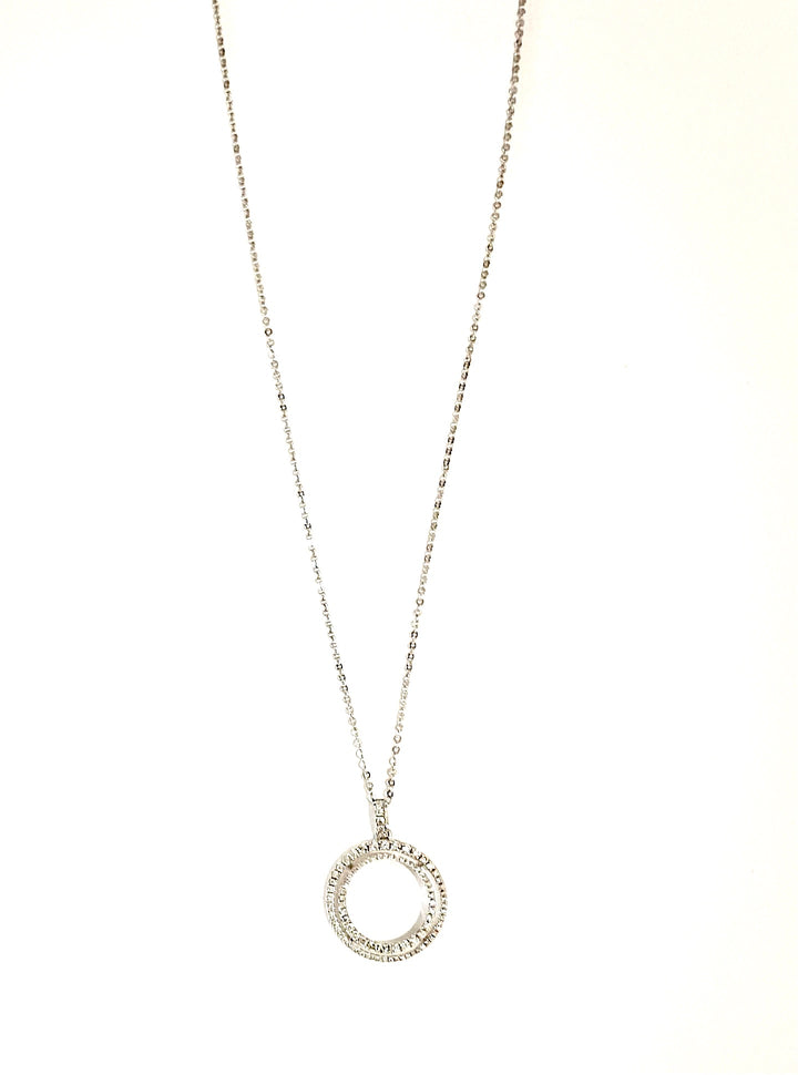 14K WHITE GOLD DOUBLE CIRCLE OF LIFE DIAMOND NECKLACE
