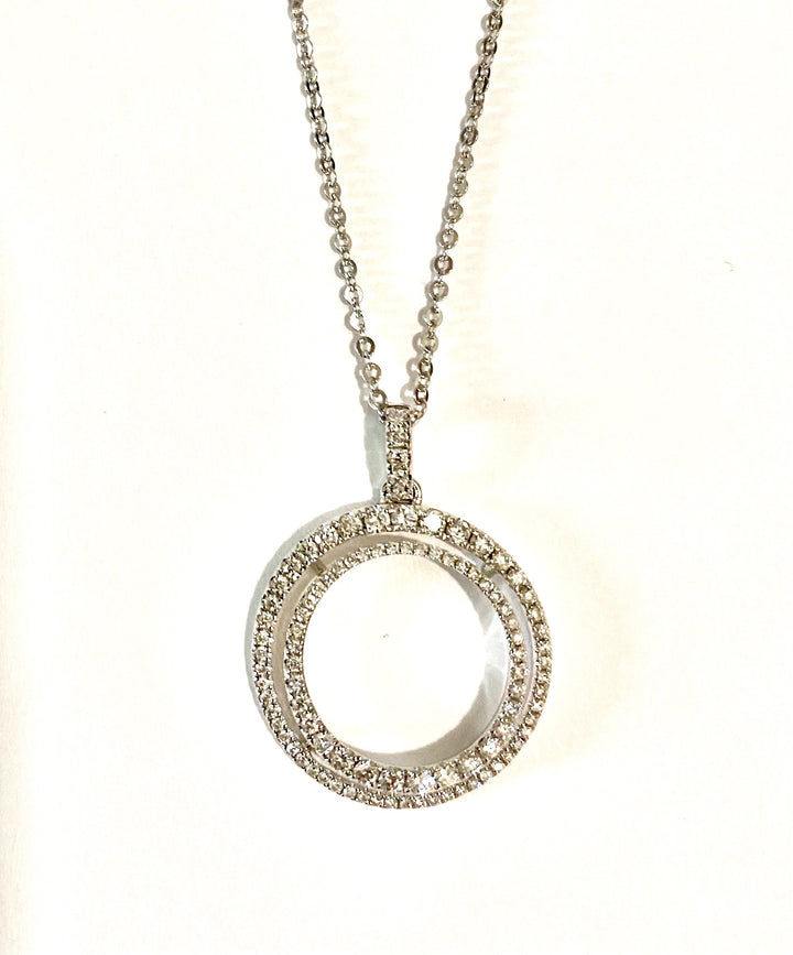14K WHITE GOLD DOUBLE CIRCLE OF LIFE DIAMOND NECKLACE
