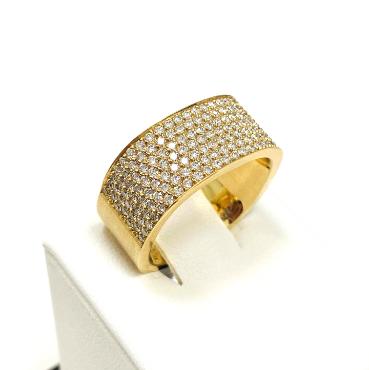 14K GOLD 7 ROW PAVE DIAMOND SQUARED BAND