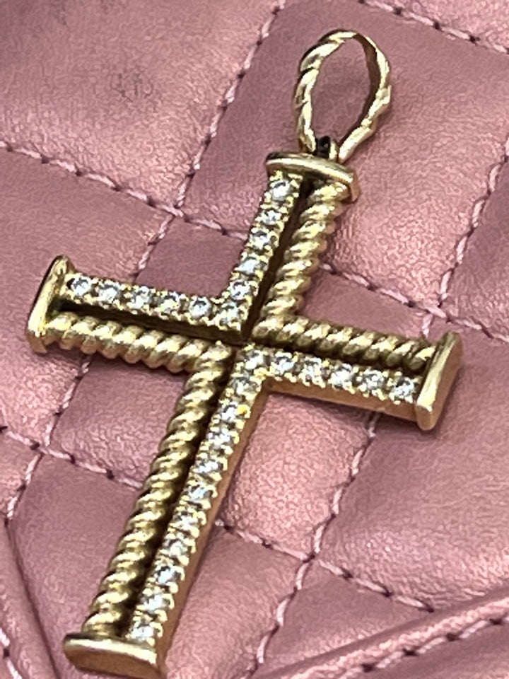 14K GOLD &amp; DIAMONDS CROSS PENDANT