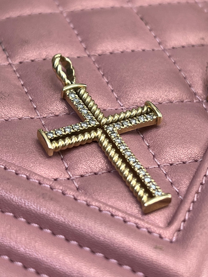 14K GOLD &amp; DIAMONDS CROSS PENDANT