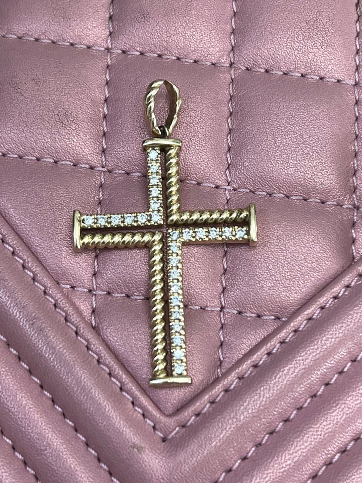14K GOLD &amp; DIAMONDS CROSS PENDANT