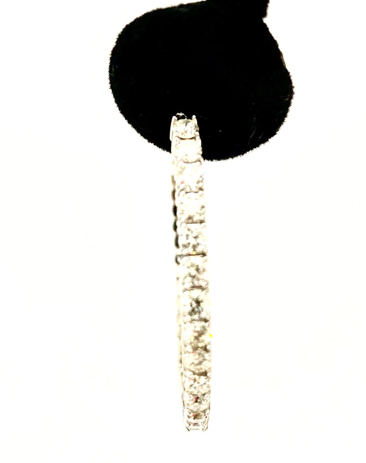 14K WHITE GOLD DIAMOND HOOP EARRINGS