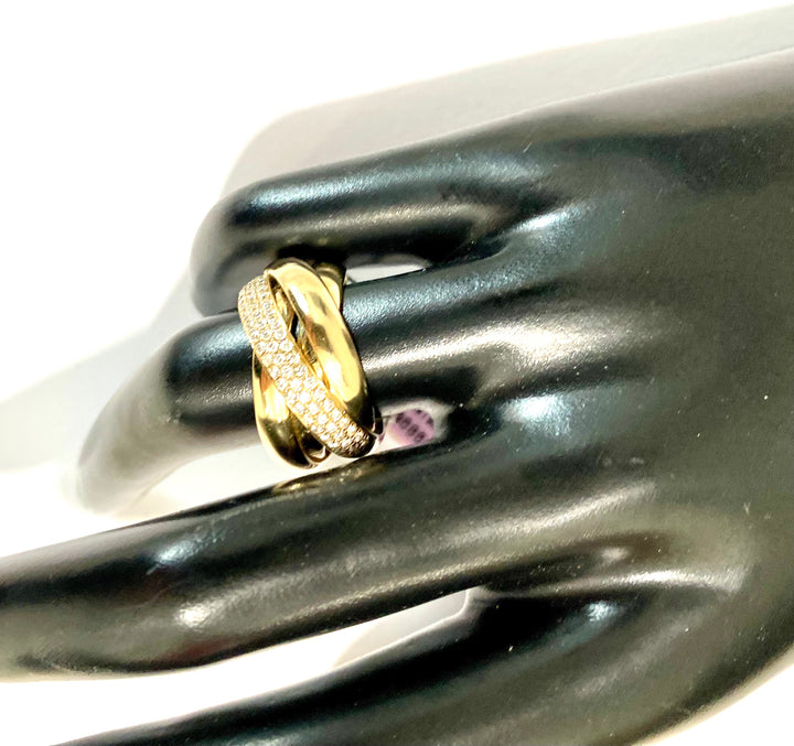 14K GOLD DIAMOND TRINITY INTERLOCKING BANDS RING