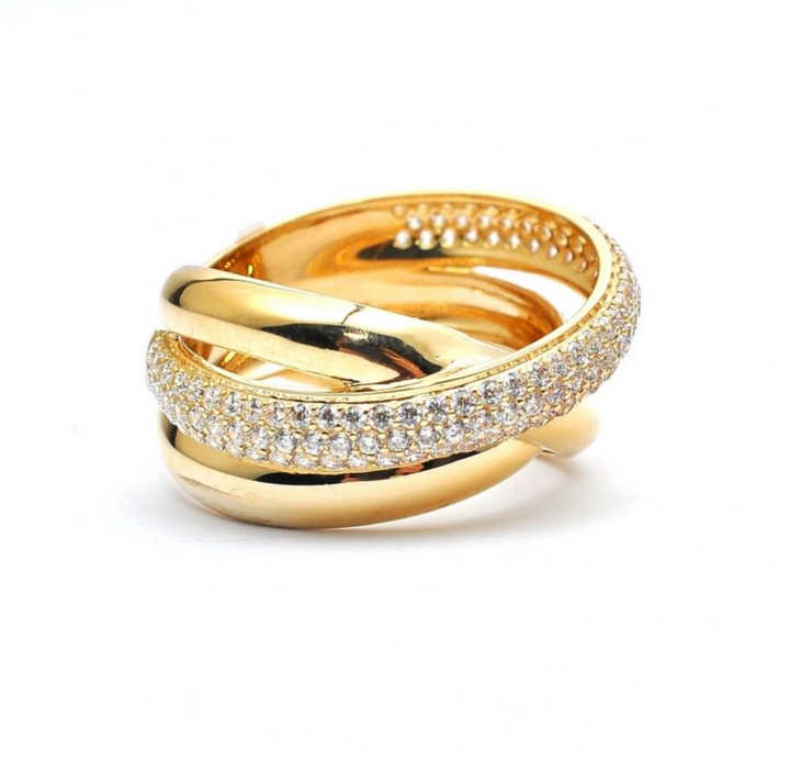 14K GOLD DIAMOND TRINITY INTERLOCKING BANDS RING