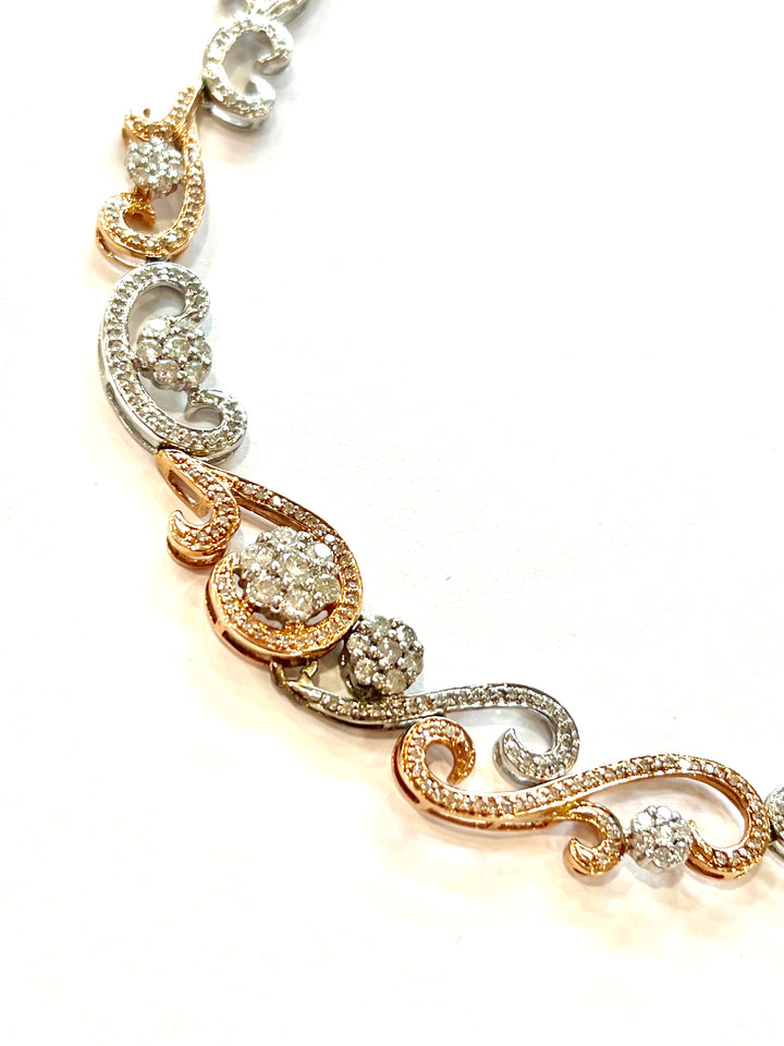 14K YELLOW GOLD &amp; DIAMONDS PAISLEY MULTI SHAPE NECKLACE