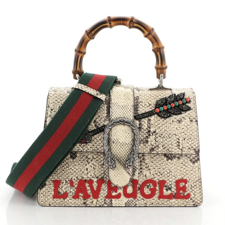Gucci Dionysus Python &amp; Bamboo Top Handle Shoulder Bag