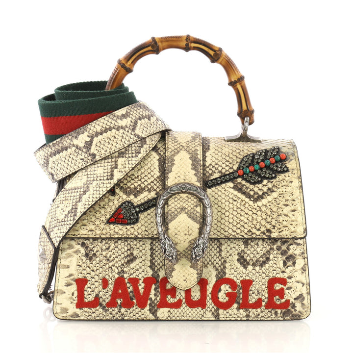 Gucci Dionysus Python &amp; Bamboo Top Handle Shoulder Bag