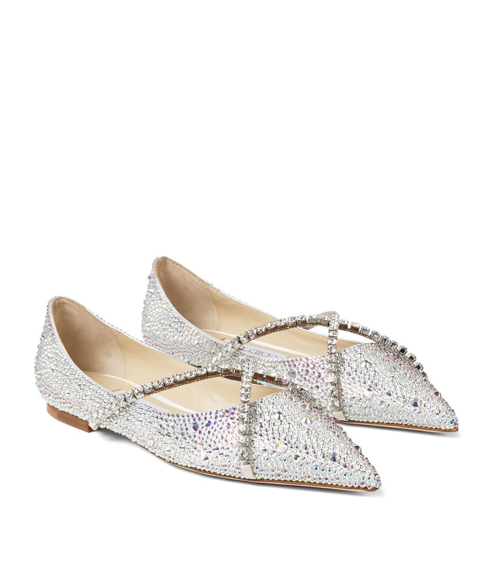 JIMMY CHOO GENEVI CRYSTAL EMBELLISHED FLATS