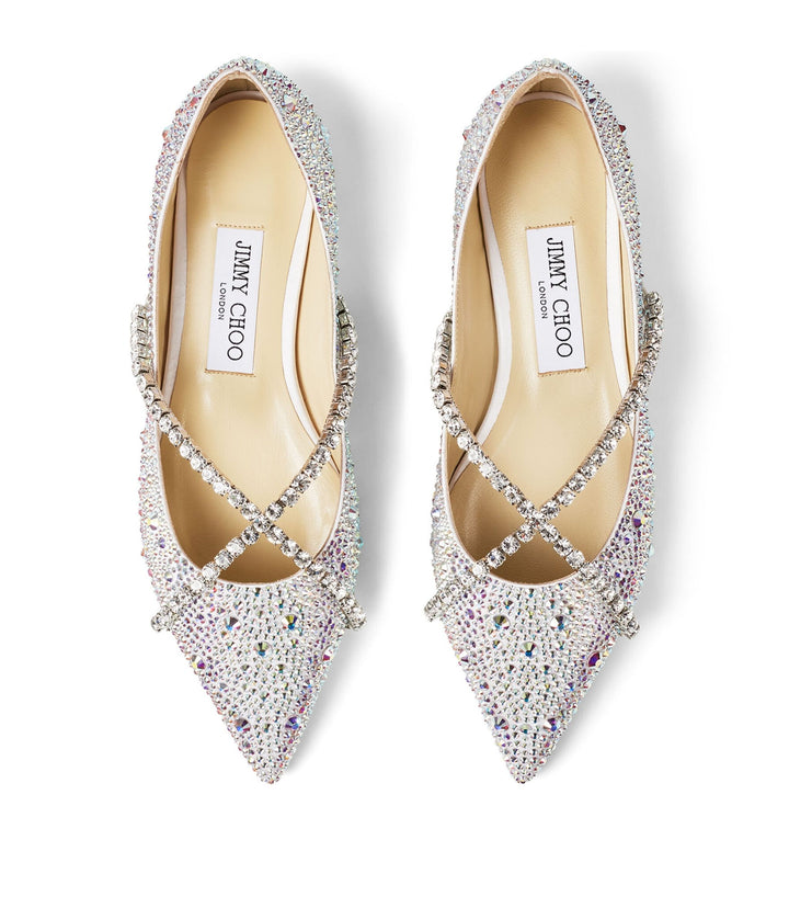 JIMMY CHOO GENEVI CRYSTAL EMBELLISHED FLATS