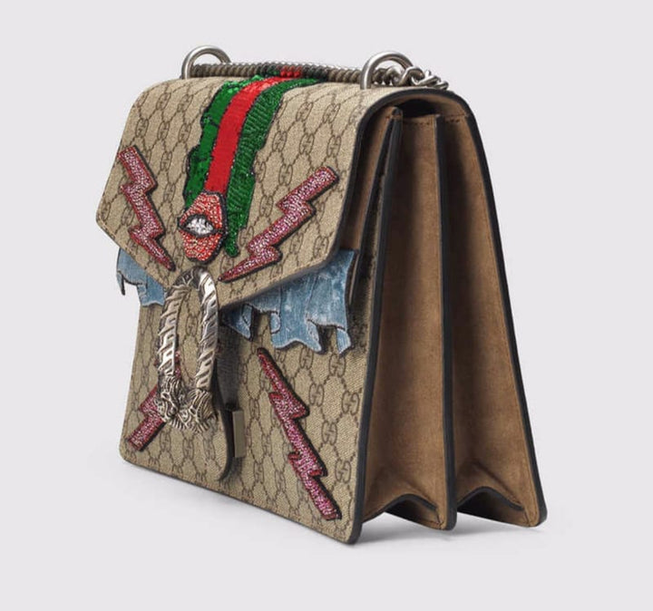 Gucci GG Dionysos Supreme Embroidered Lips &amp; Lightning Shoulder Bag