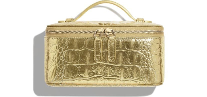 CHANEL METALLIC CROC EMBOSSED CALFSKIN CALASSIC VANITY BAG
