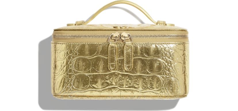 Chanel Classic Double Flap Bag Crocodile Embossed Metallic Calfskin Medium  Gold 18086598
