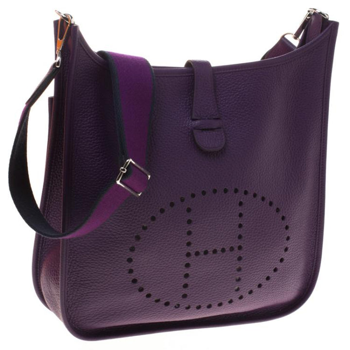 HERMÈS  Deep Purple Leather Evelyne III GM Bag