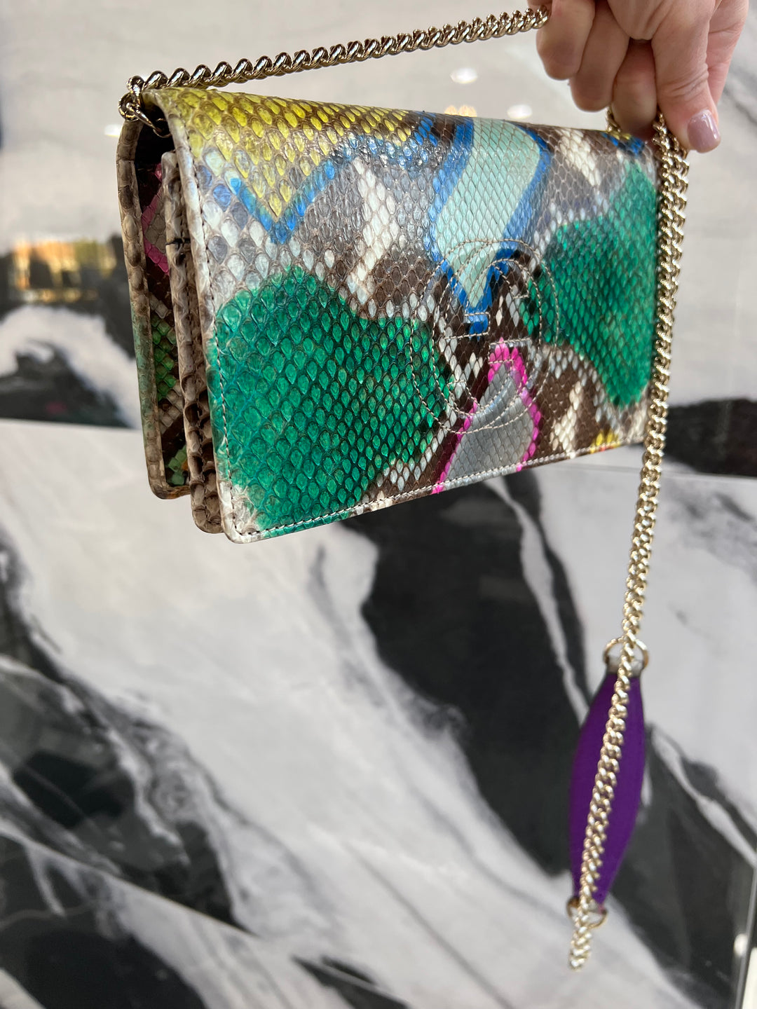 GUCCI Soho Multicolor Python Crossbody Bag