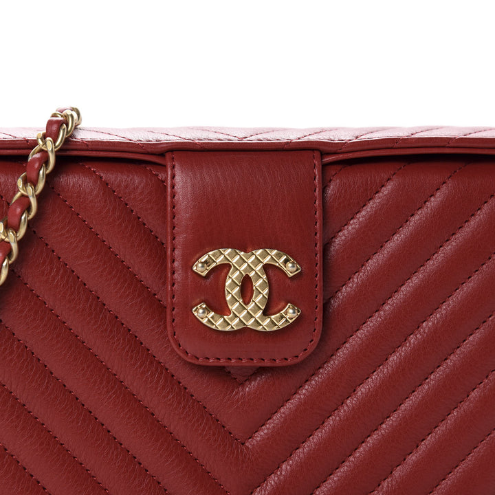Chanel Calfskin Chevron Quilted Paris Hamburg Rock The Corner Minaudiere Bag