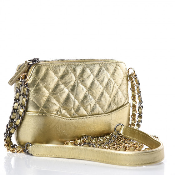 CHANEL METALLIC AGED QUILTED CALFSKIN SMALL GABRIELLE CLUTCH
