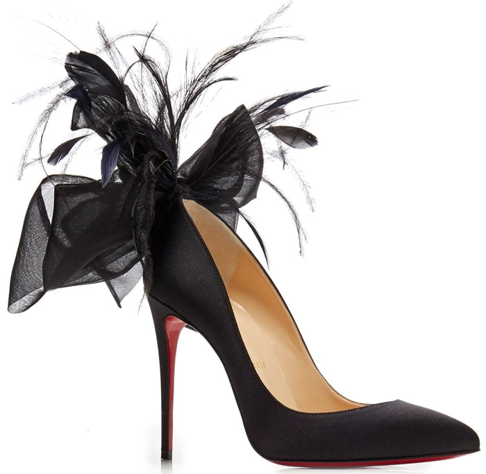 Christian Louboutin Limited Edition Anemone Plume Satin Pigalle Pumps