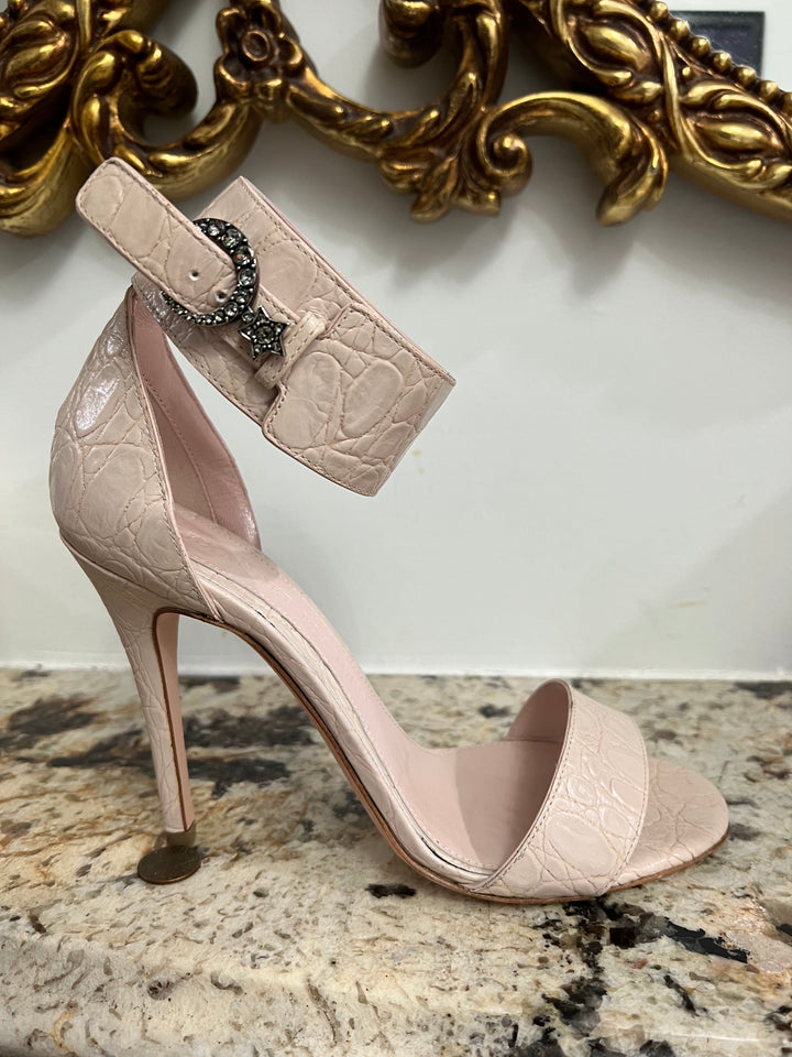 ALEXANDER MCQUEEN CROC ANKLE STRAP SANDALS