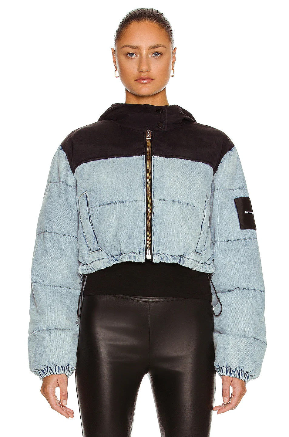 ALEXANDER WANG CROPPED DENIM PUFFER JACKET