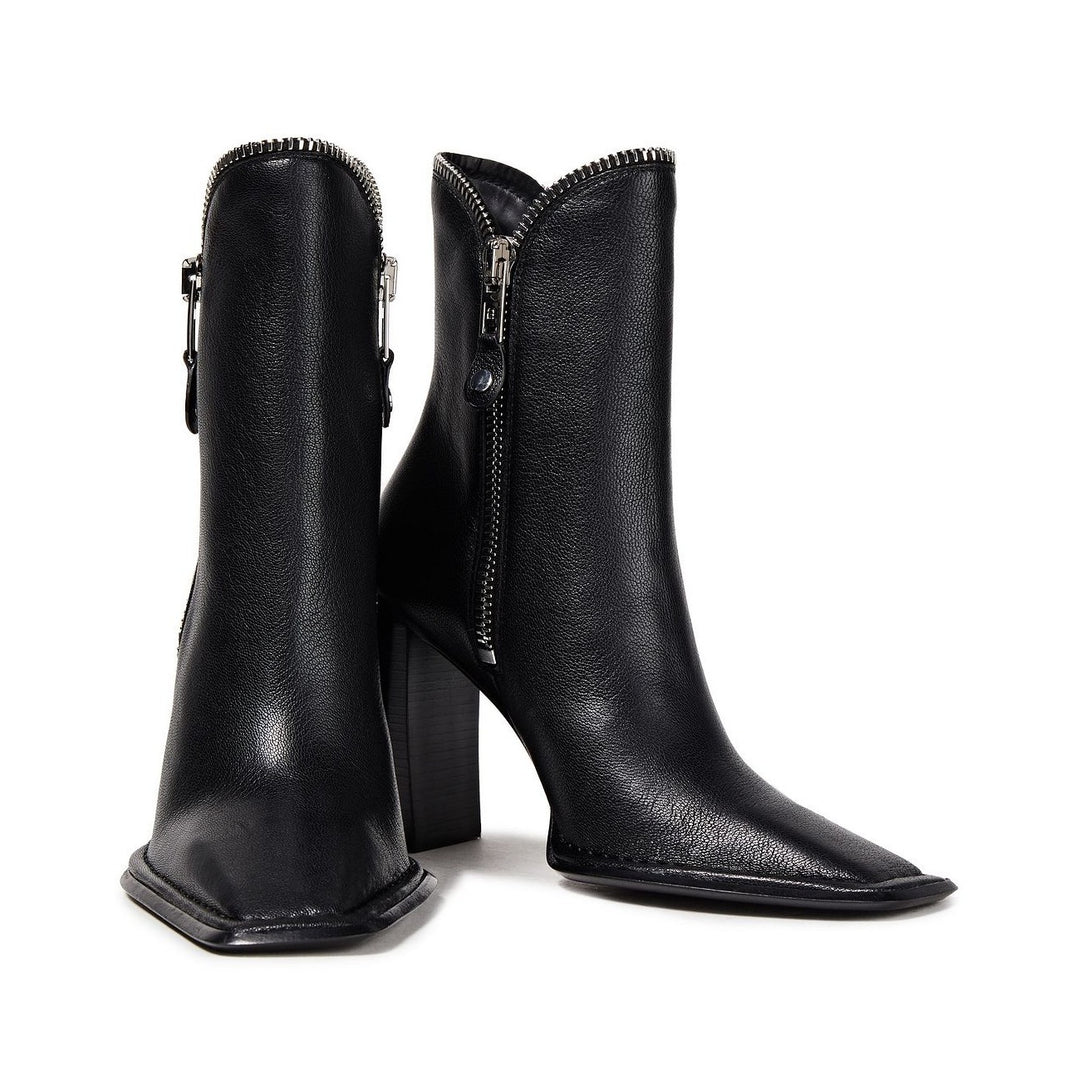 ALEXANDER WANG LANE ZIP DETAILED LEATHER ANKLE BOOTS
