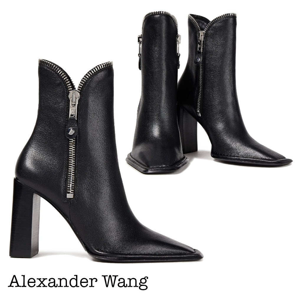 ALEXANDER WANG LANE ZIP DETAILED LEATHER ANKLE BOOTS