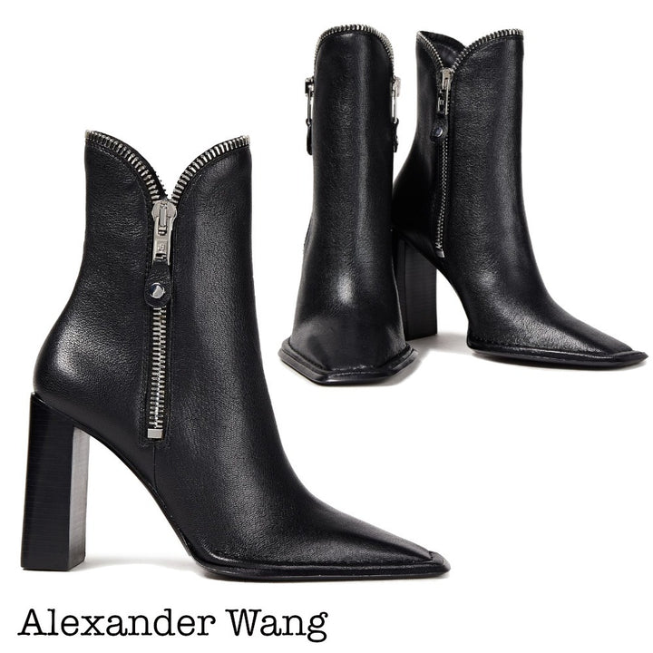 ALEXANDER WANG LANE ZIP DETAILED LEATHER ANKLE BOOTS