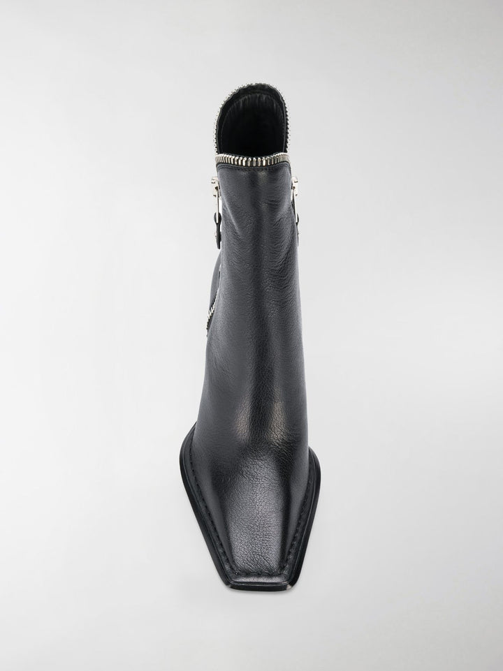 ALEXANDER WANG LANE ZIP DETAILED LEATHER ANKLE BOOTS