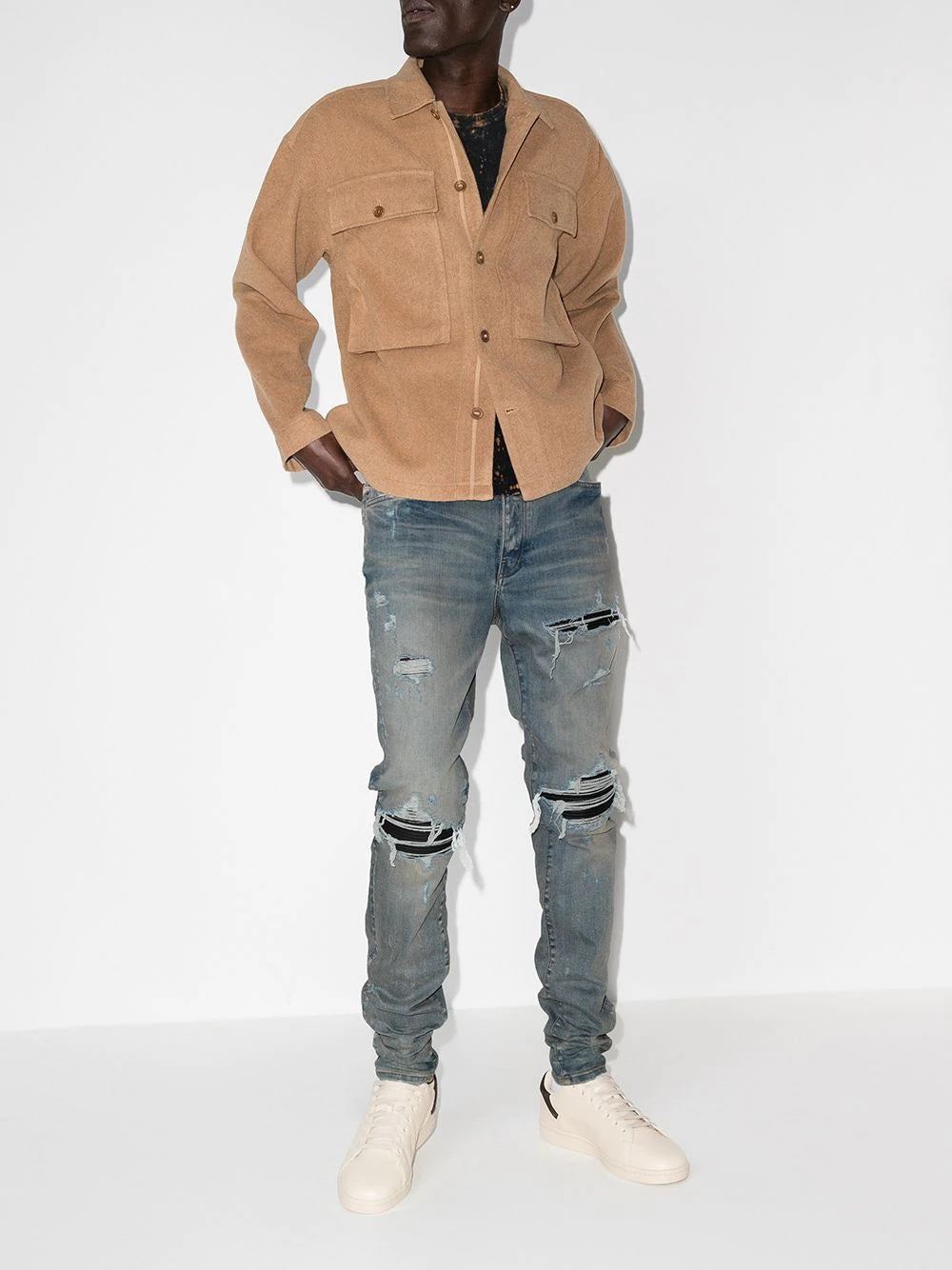 AMIRI MX1 DISTRESSED EFFECT SKINNY JEANS