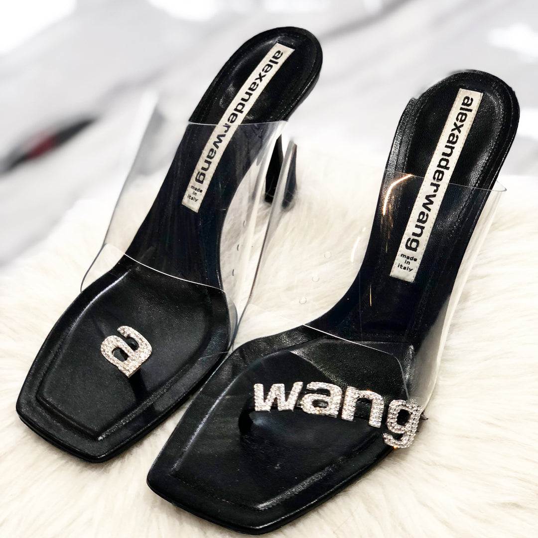 ALEXANDER WANG IVY 85 MULE CAPRETTO SANDALS