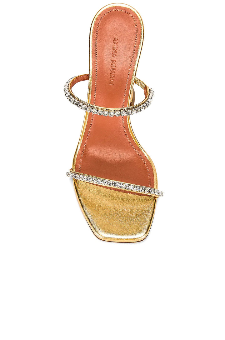 AMINA MUADDI GILDA CRYSTAL EMBELLISHED LEATHER SANDALS