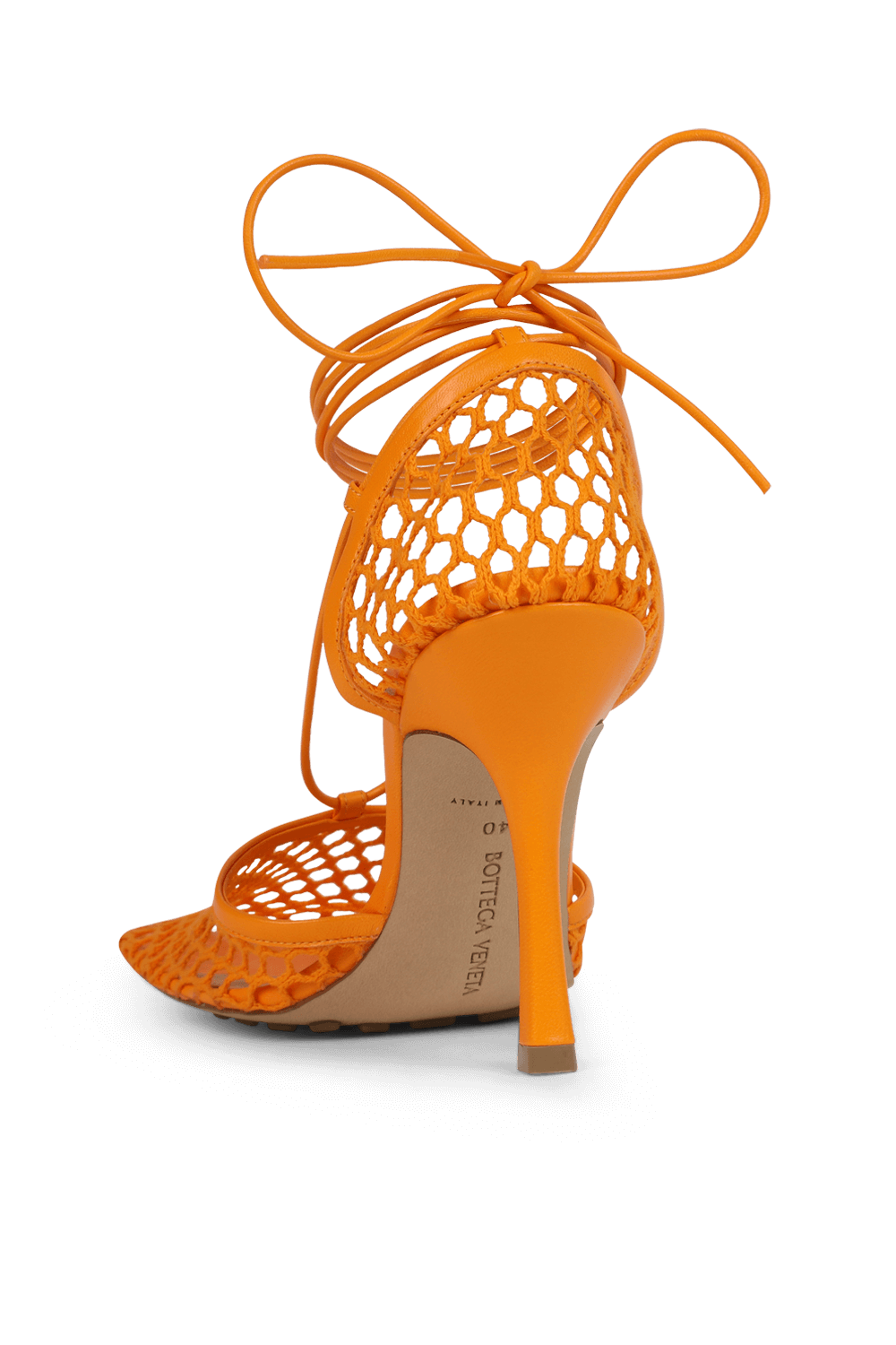 BOTTEGA VENETA LACE-UP LEATHER TRIMMED MESH SANDALS