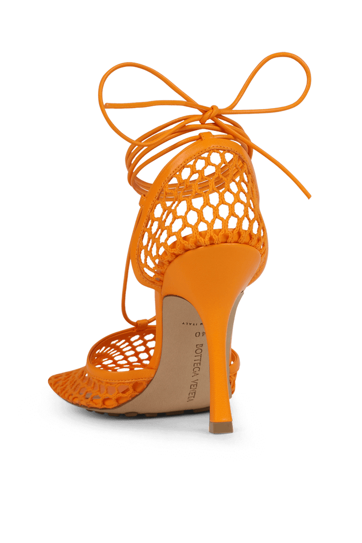 BOTTEGA VENETA LACE-UP LEATHER TRIMMED MESH SANDALS