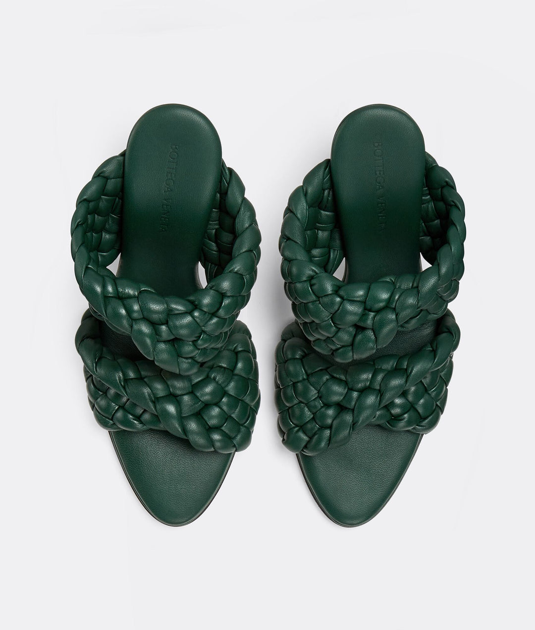BOTTEGA VENETA CURVE LEATHER SANDALS VERT FONCEE