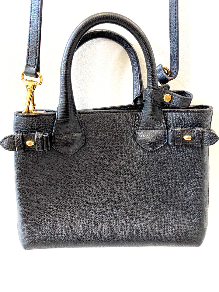 BURBERRY DERBY CALFSKIN HOUSE CHECK BABY BANNER TOTE BAG