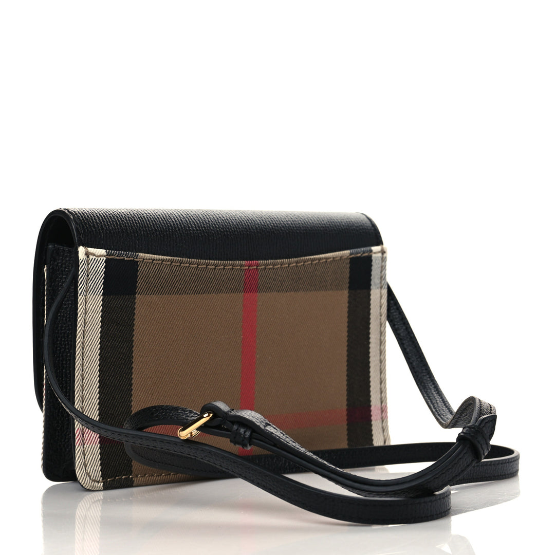 BURBERRY HAMPSHIRE DERBY CALFSKIN HOUSE CHECK CROSSBODY BAG