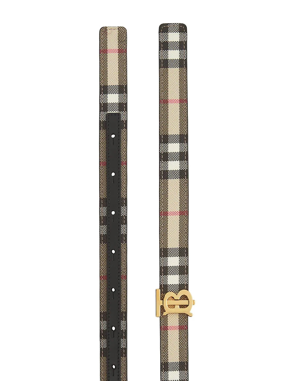 BURBERRY TB REVERSIBLE CHECK &amp; LEATHER BELT