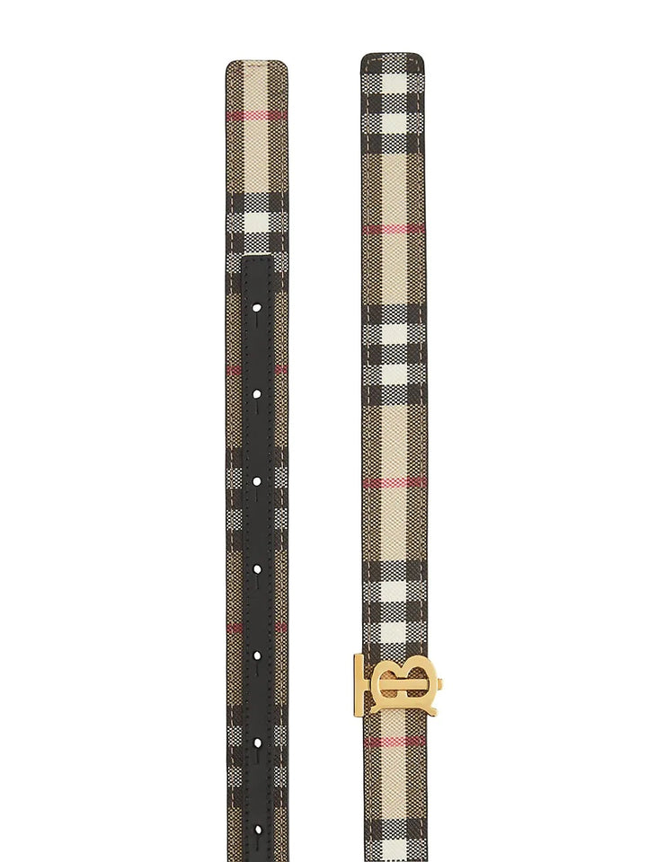 BURBERRY TB REVERSIBLE CHECK &amp; LEATHER BELT