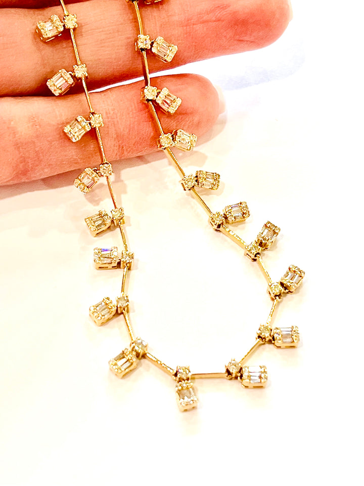 BAGUETTE DIAMOND FRINGE NECKLACE