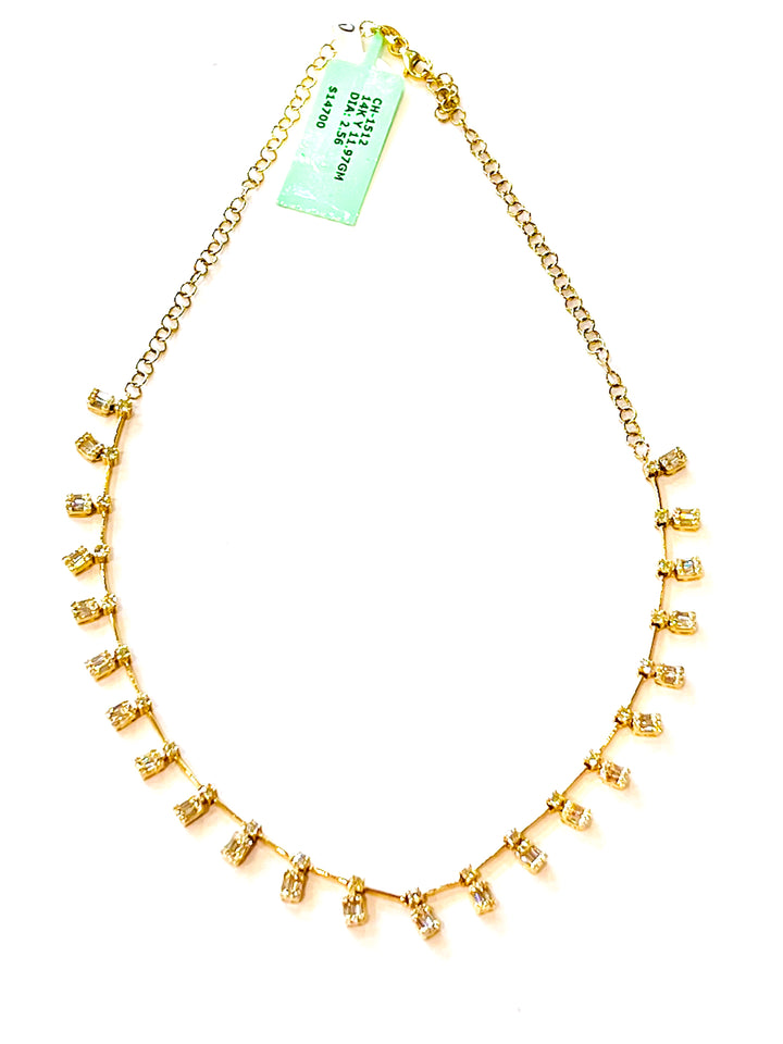BAGUETTE DIAMOND FRINGE NECKLACE