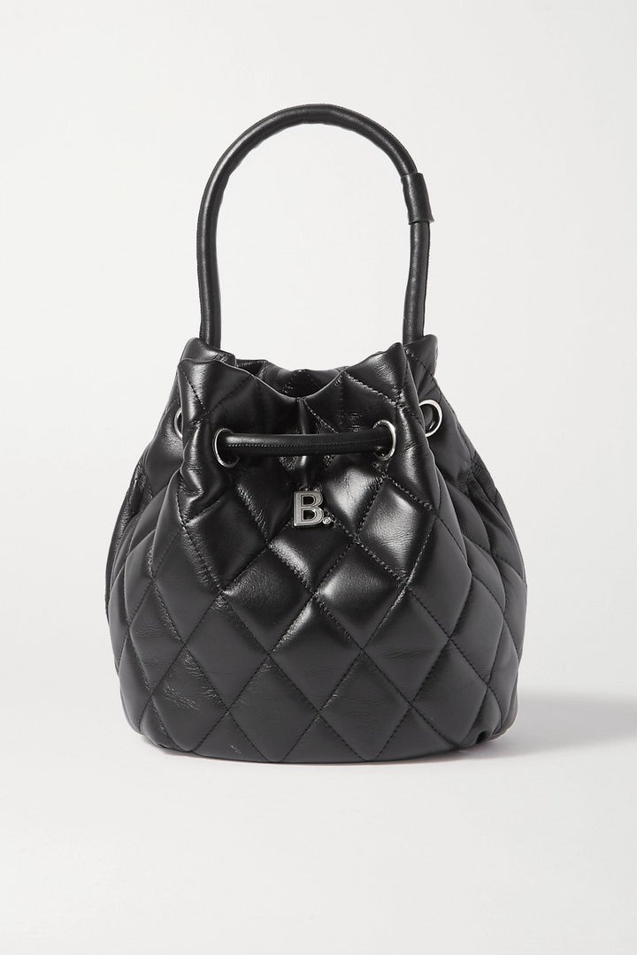 BALENCIAGA B QUILTED NAPPA LEATHER BUCKET BAG