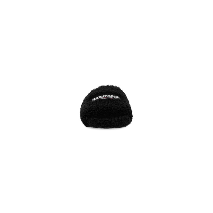 BALENCIAGA FURRY LOGO SLIDE SANDALS