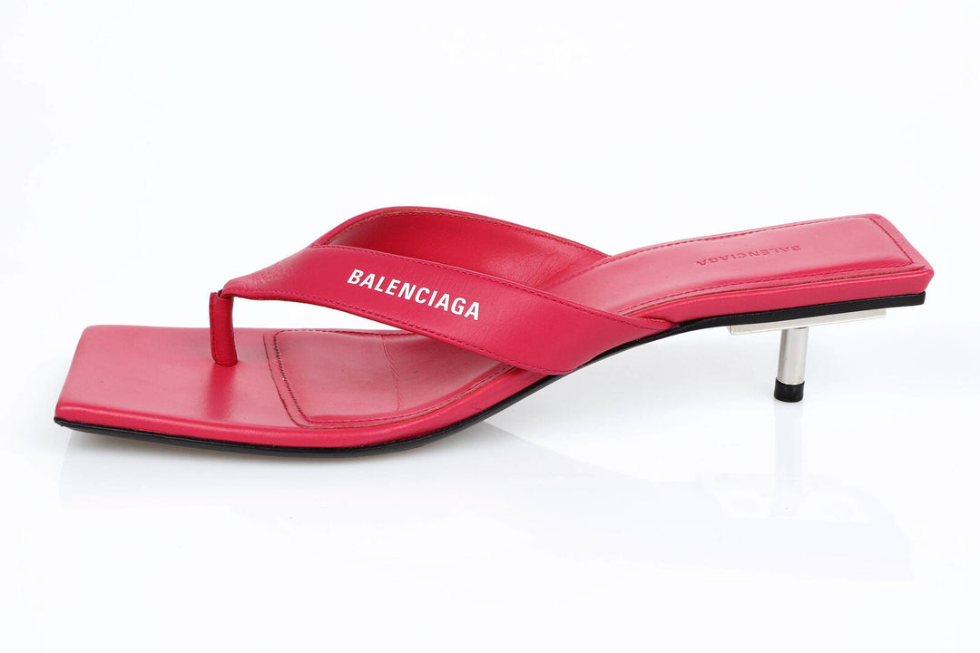 BALENCIAGA SQUARE TOE LEATHER THONG SANDAL