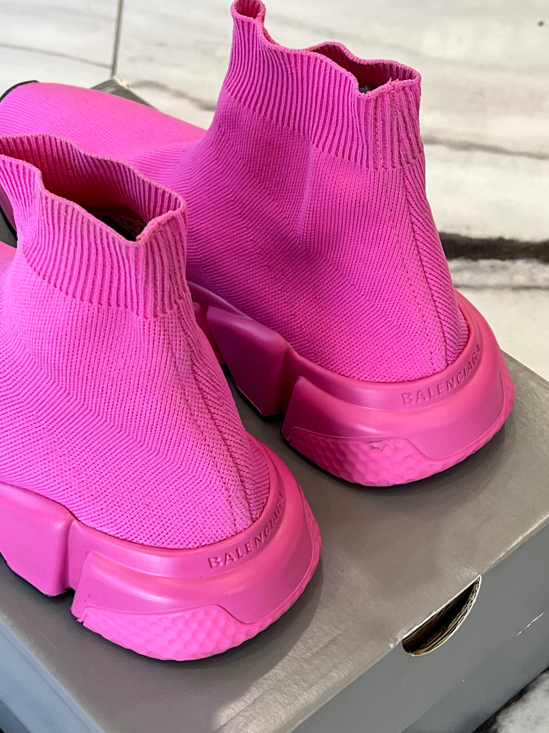 Balenciaga pink sock boots best sale