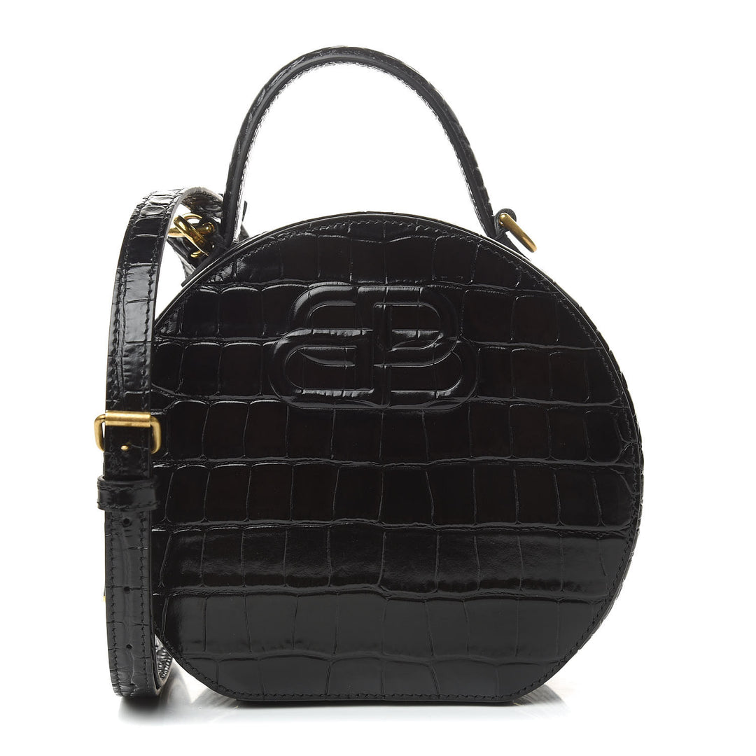 バッグ BALENCIAGA BB CROCO HAND 2WAY BOSTON BAG BALENCIAGA XS Embossed Croc Vanity Round Bag – Caroline's Fashion