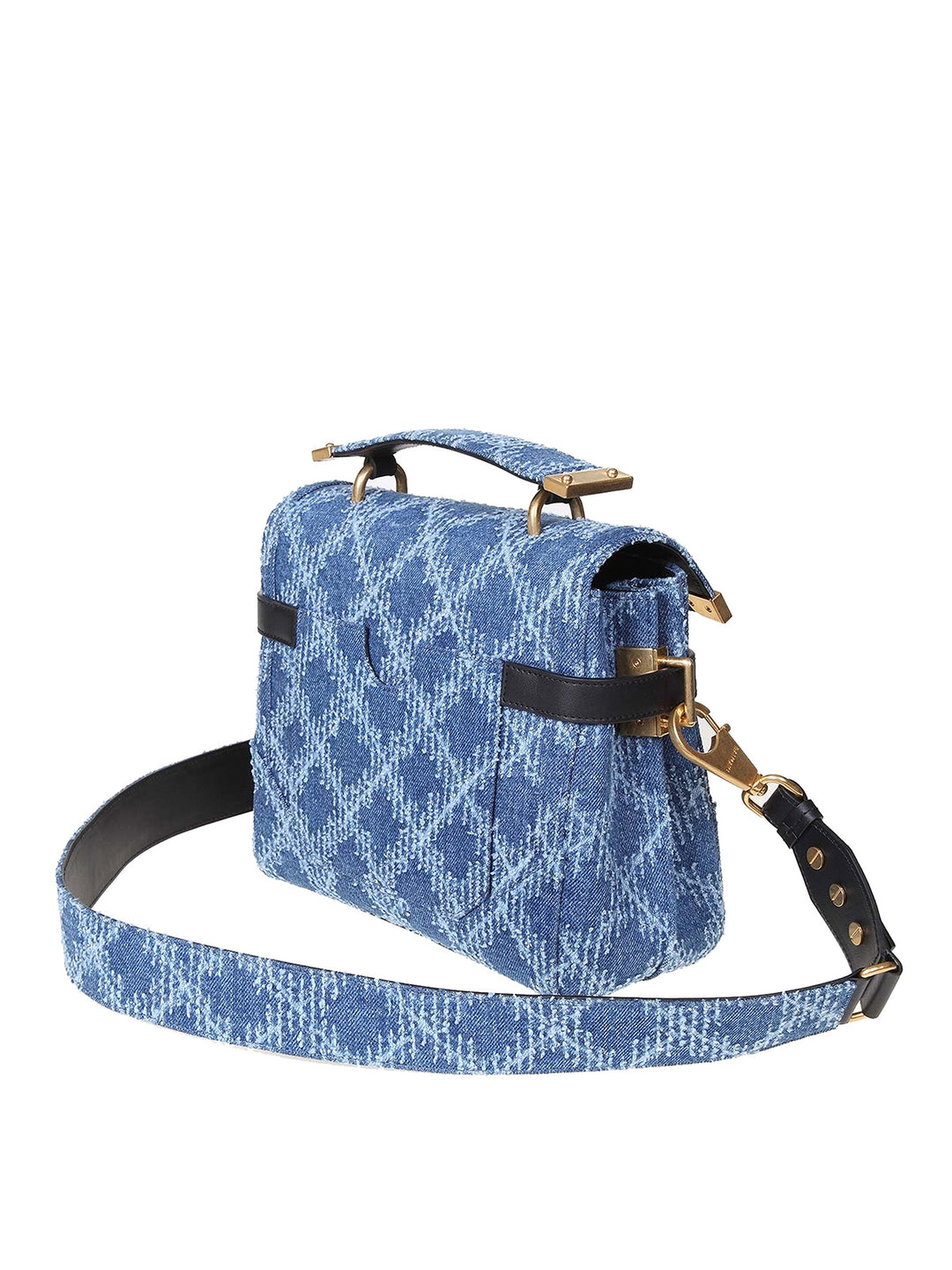 BALMAIN B-BUZZ 23 HANDBAG IN DENIM EFFECT