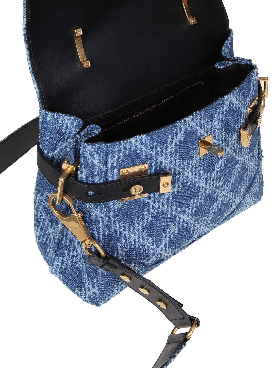 BALMAIN B-BUZZ 23 HANDBAG IN DENIM EFFECT