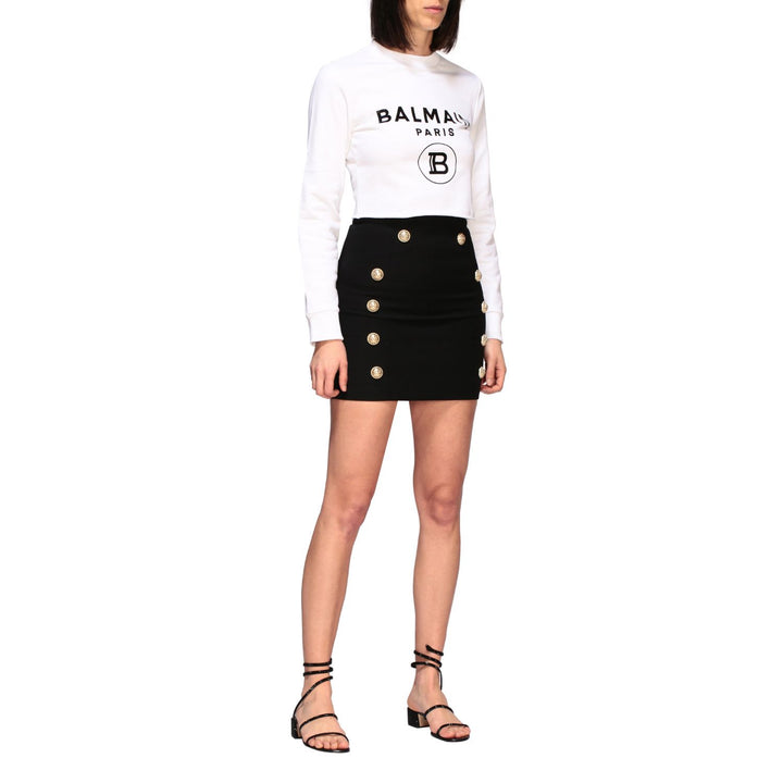 BALMAIN LOGO CROPPED SWEATSHIRT