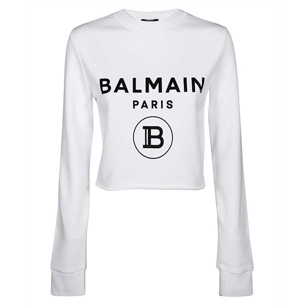 BALMAIN LOGO CROPPED SWEATSHIRT